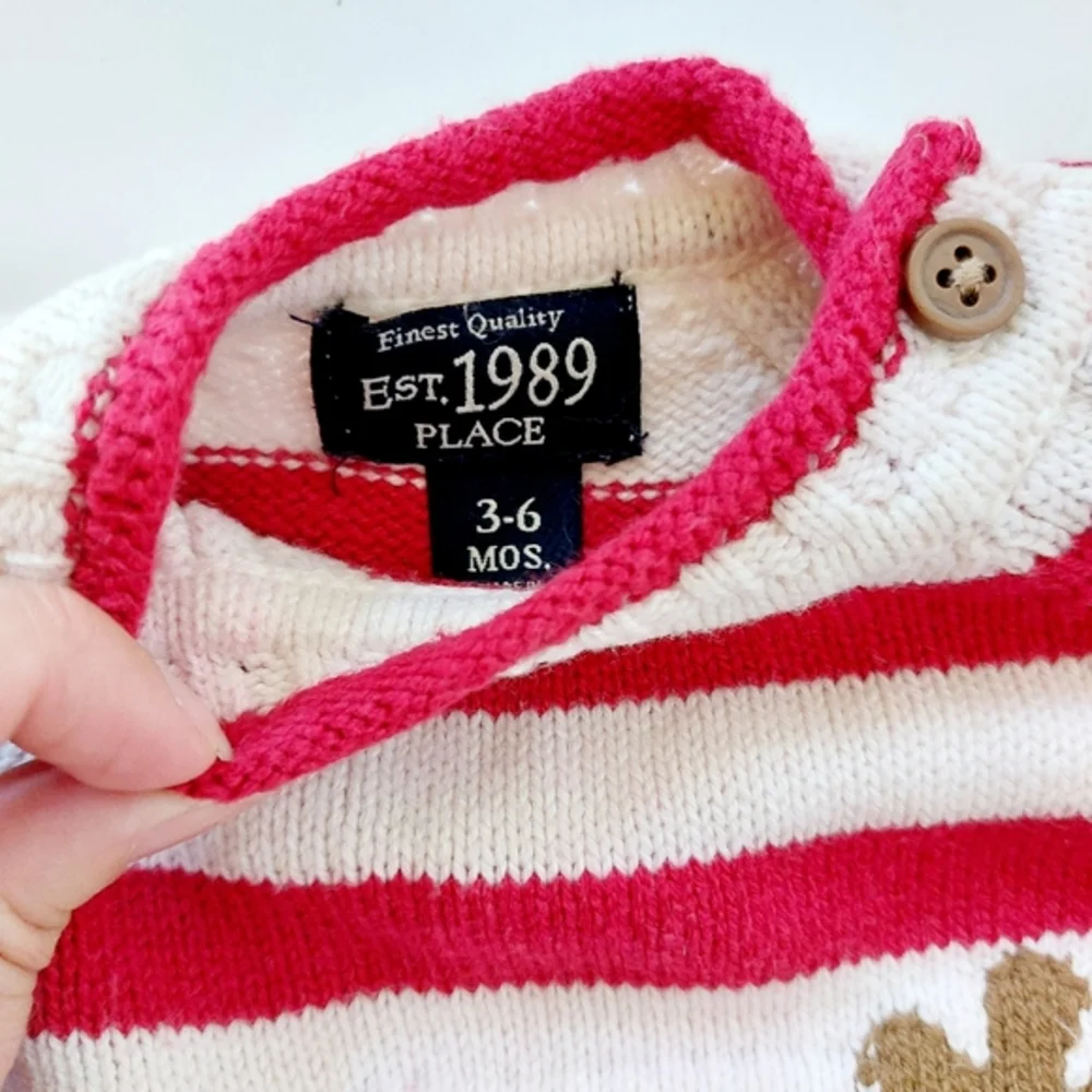Reindeer Stripe Christmas Sweater 3-6‎ months holiday red & white winter